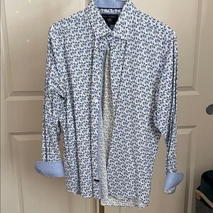 Report Collection Blue and White Casual Button Down Shirt